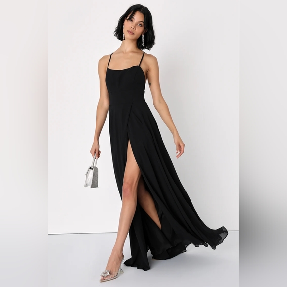 Dreamy Romance Black Backless Maxi Dress - Picture 1 of 10